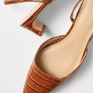 Embossed Leather Blade Heel Slingback Pumps Sz. 10 (Ann Taylor)